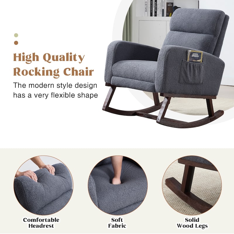 HOMYKA Rocking Chair for Nursery with Footrest