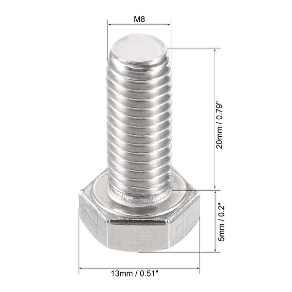 M8 X 20mm Stainless Steel Hex Head Left Hand Screw Bolts Fastener 2pcs ...