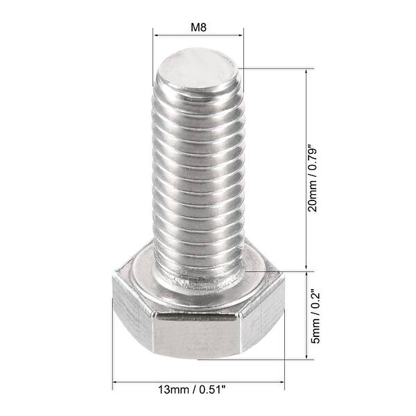 M8 x 20mm Stainless Steel Hex Head Left Hand Screw Bolts Fastener 2pcs