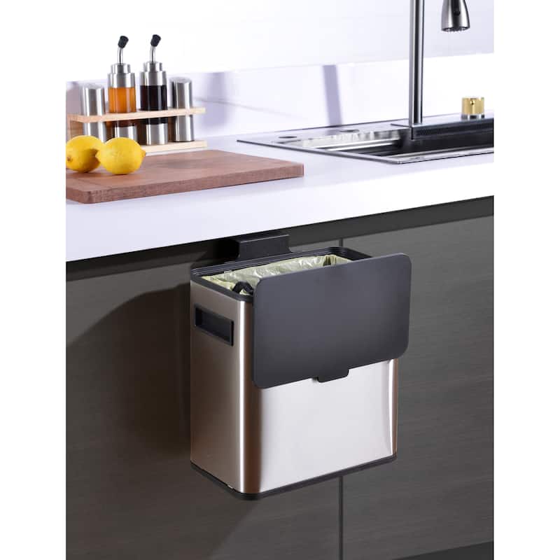 6L Stainless steel kitchen waste trash can for cabinet or mounting