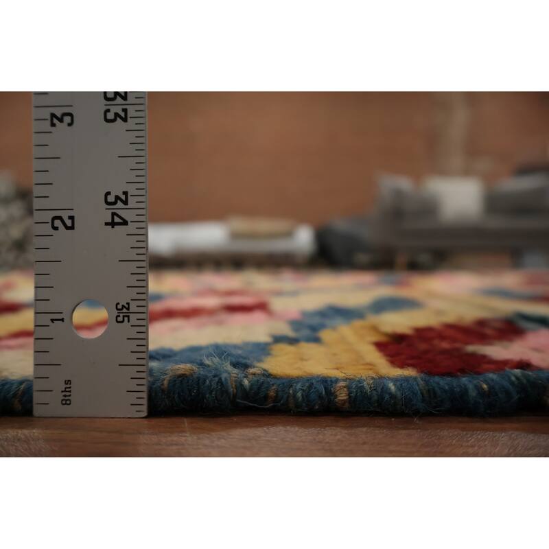 Hand Knotted Oriental 100% Wool Carpet Modern Geometric Multi-Colored Moroccan Area Rug - 10' 3'' X 6' 7''