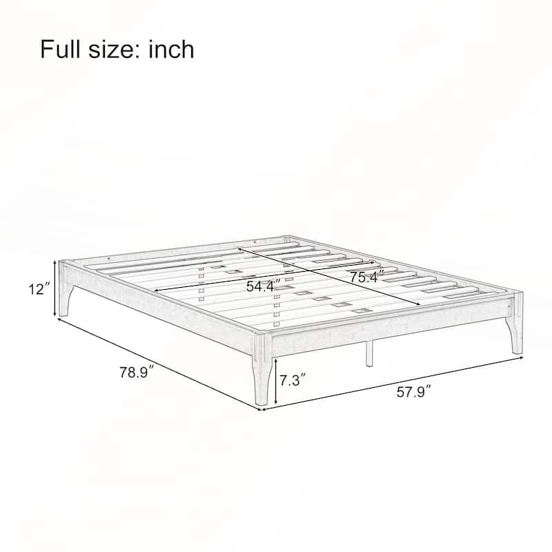 12 Inch Solid Dry Bamboo Wood Platform Bed Frame