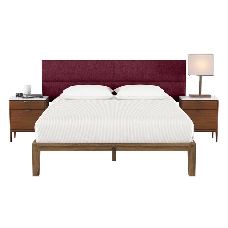 Jaxx Panelist Modern Padded Headboard - Set of 4 Wall Mounted Panels - Vino Red - King