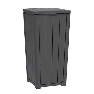 Outdoor Trash Can with Lid, Waterproof Resin Garbage Can with Tiered Lid
