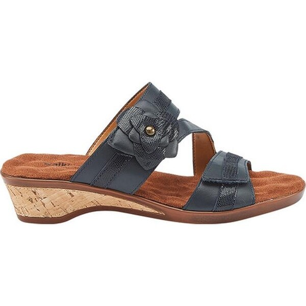 Kimmy Wedge Sandal Navy Leather 