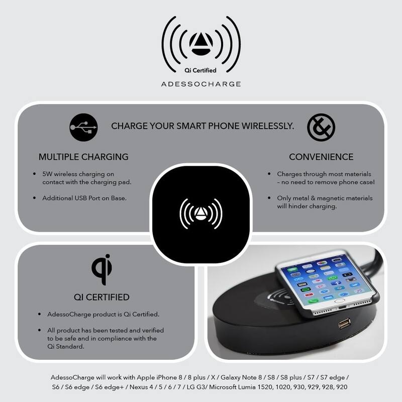 Conrad LED Desk Lamp with AdessoCharge Wireless Charging Pad