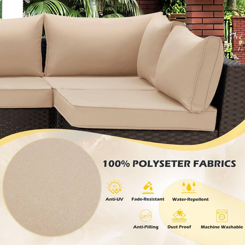 Outdoor Replacement Cushions for Patio Furniture, Waterproof & Non-Slip 4" Sofa Cushions, 6-Seat Conversation Sets, UV-Resistant