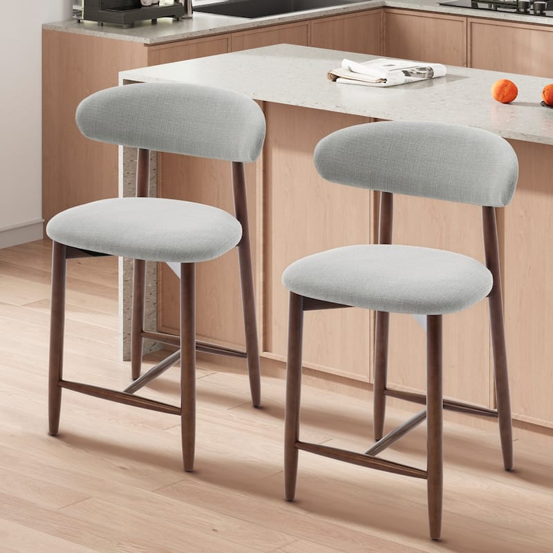 RENEWLINE Mid-Century Modern Upholstered Bar Stools with Backrest - Solid Wood Legs Counter Height Stools
