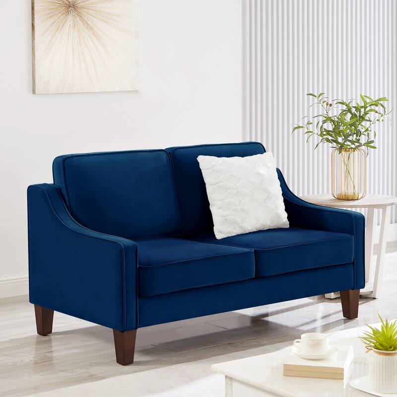 Upholstered Velvet sofa with Wooden Legs