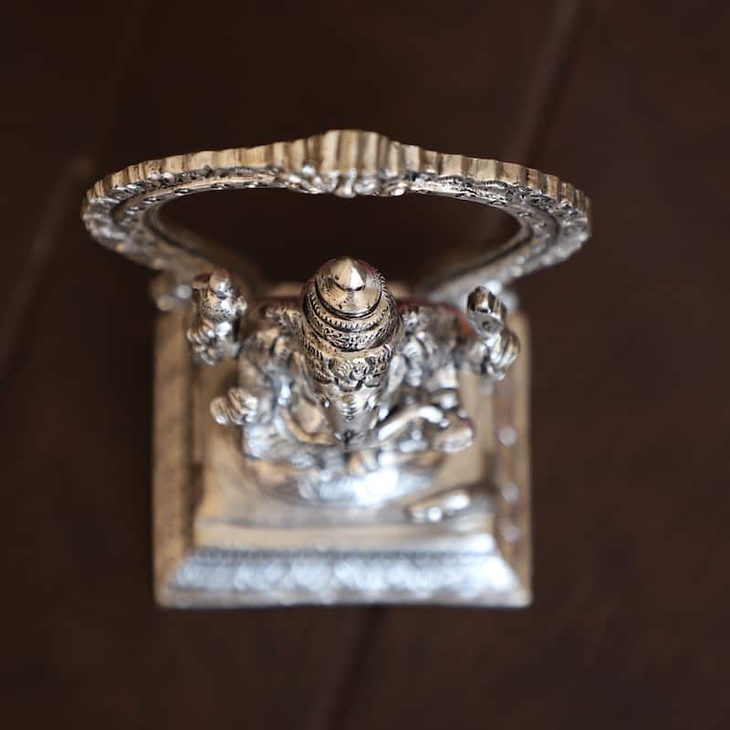 Cottage Handicraft ,Silver Ganesh Arch Statue with Free Elephant Gift - 9.5cm x 6cm x 13cm