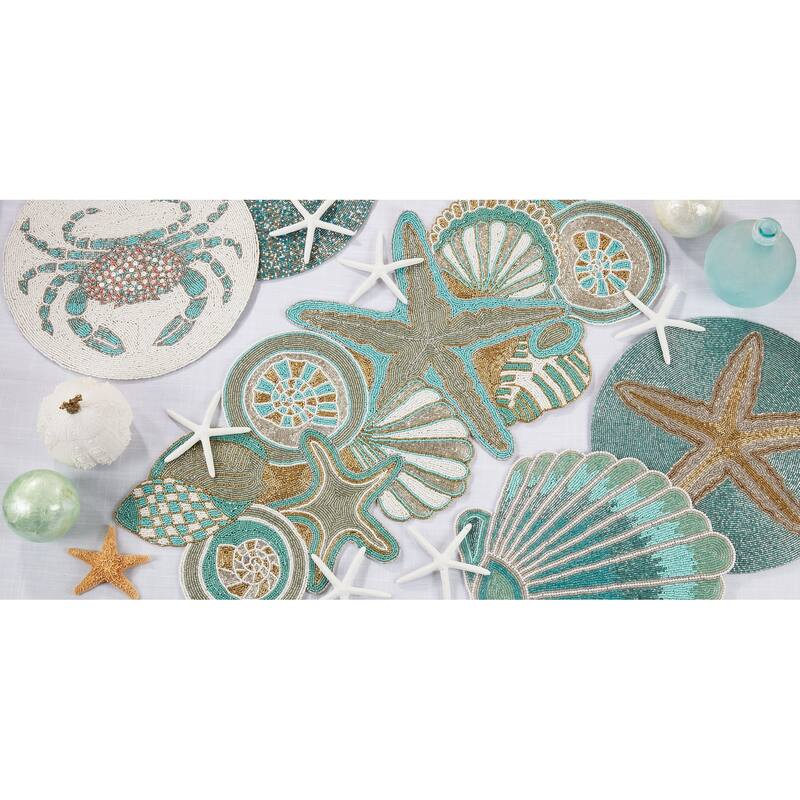 Sea Shell Beaded Design Table Runner - 13"x36"