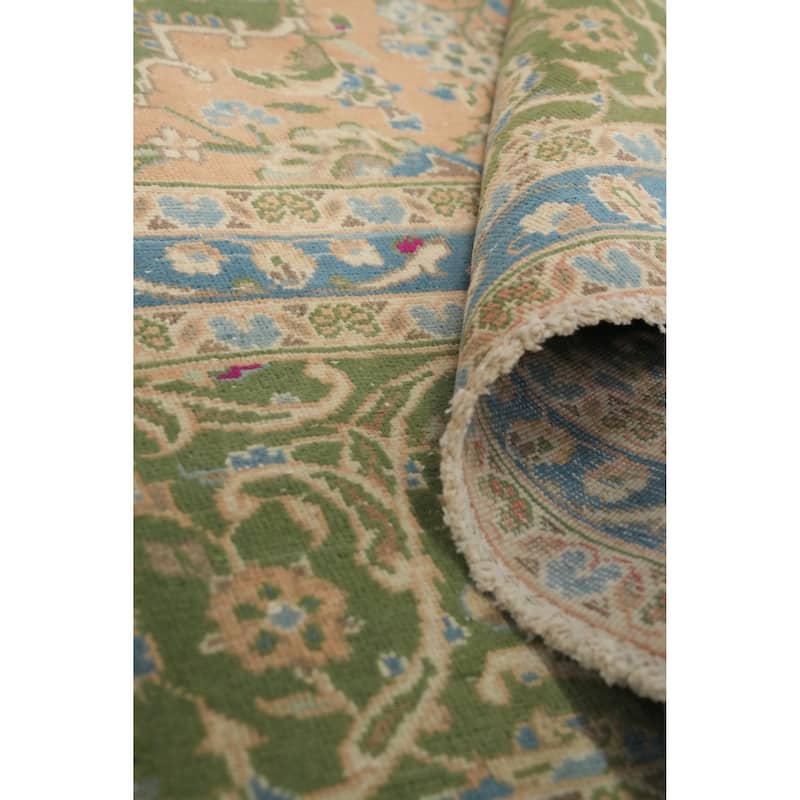 Hand Knotted Oriental 100% Wool Carpet Traditional Floral Green Kashan Area Rug - 12' 7'' X 9' 6''