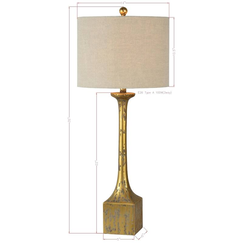 Leland 36" Table Lamps with Linen Shade, Distressed Gold (Set of 2)