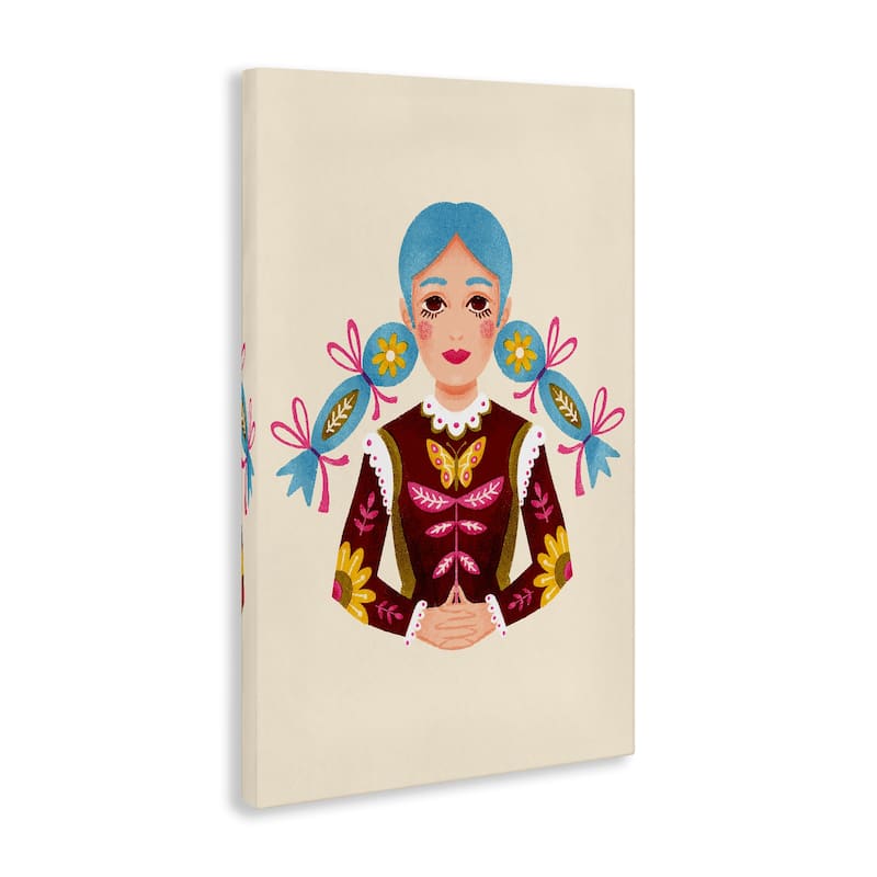 Stupell Blue Haired Girl Portrait Canvas Wall Art Design By Hannah Moren