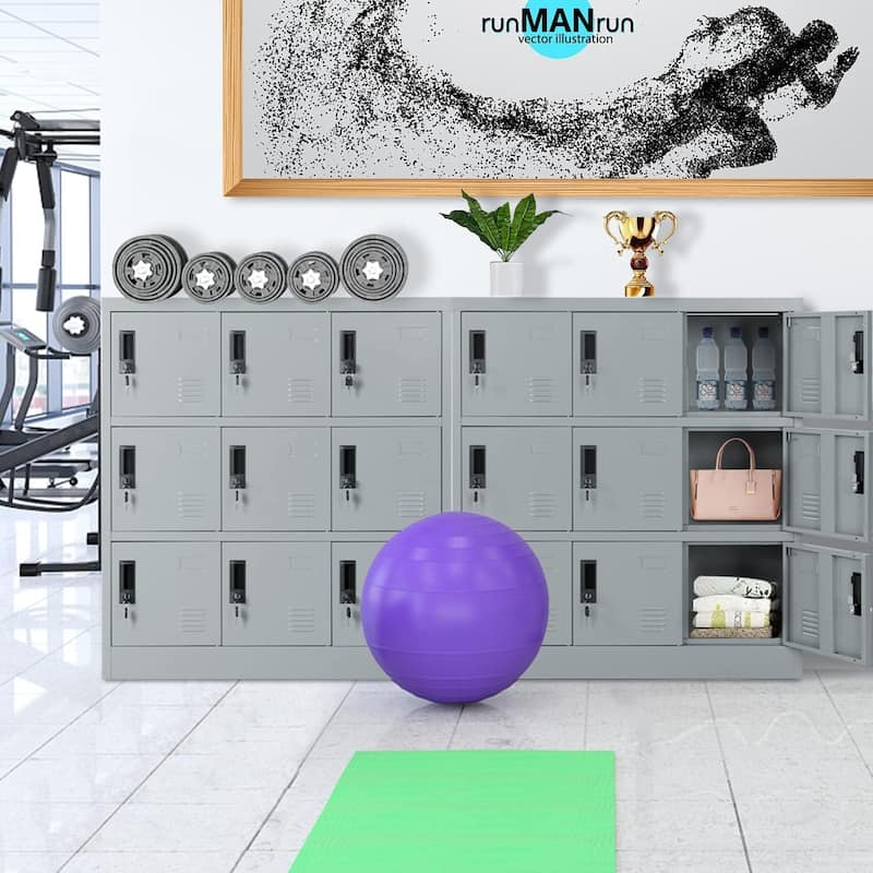 9 Doors Metal Lockers Storage Cabinet for School Office Gym