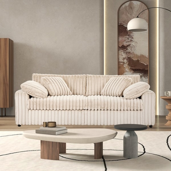 Roundhill Belvoir 3-Piece Living Room Set, Sofa Cuddle Chaise and Ottoman