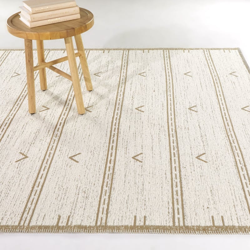 Congreve Moroccan Striped Indoor/Outdoor Area Rug - 5'3" x 7' - Cream
