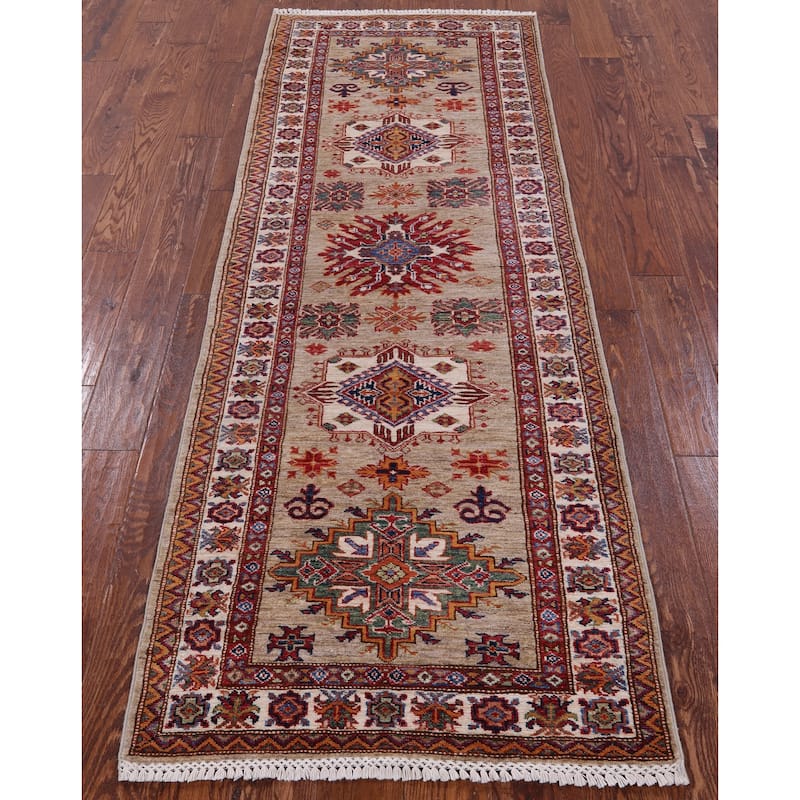 Golden Nile Super Kazak Hand Knotted Wool Runner Rug - 2' 10" X 7' 10" Runner