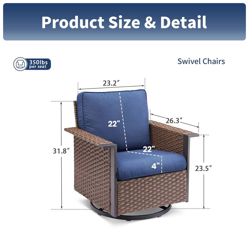 Pocassy Outdoor Wicker Sofa Glider Chair with Ottoman Set