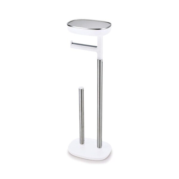 Joseph Joseph 70518 EasyStore Butler Toilet Paper Holder Stand and Spare Roll Storage with Shelf and Drawer, Stainless Steel
