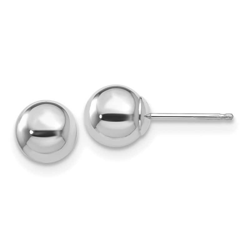 Curata 14k White Gold Polished 6mm Ball Post Earrings