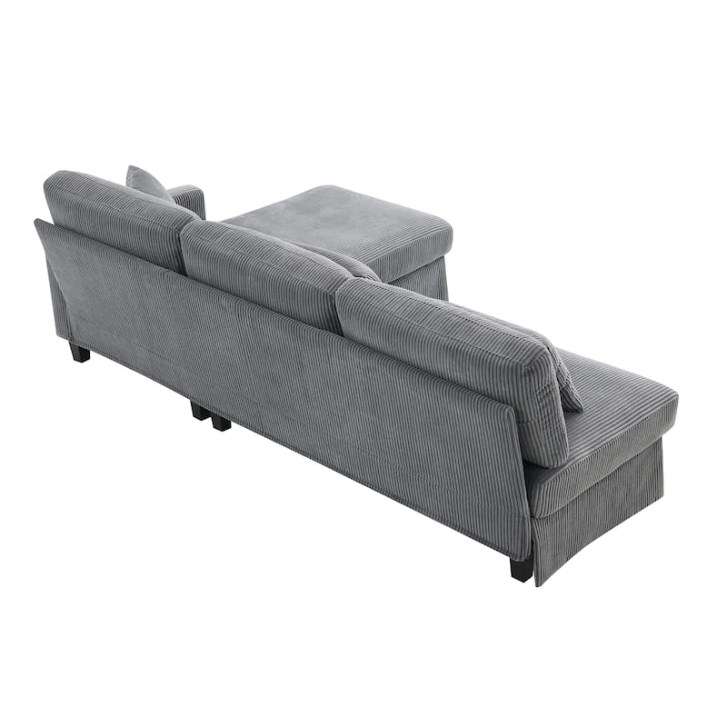 Modern 4-Seater L-Shaped Corduroy Sofa with Convertible Chaise for Living Room