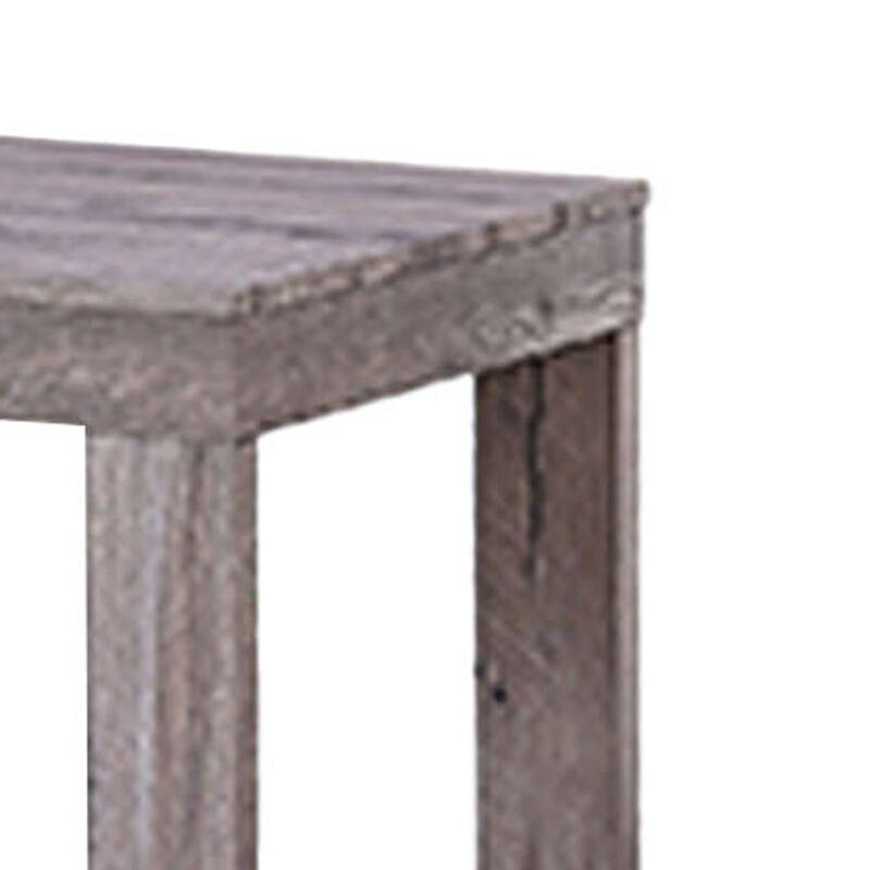 Knic Side End Table, 24 Inch, Gray Square Wood Top, Double Pedestal