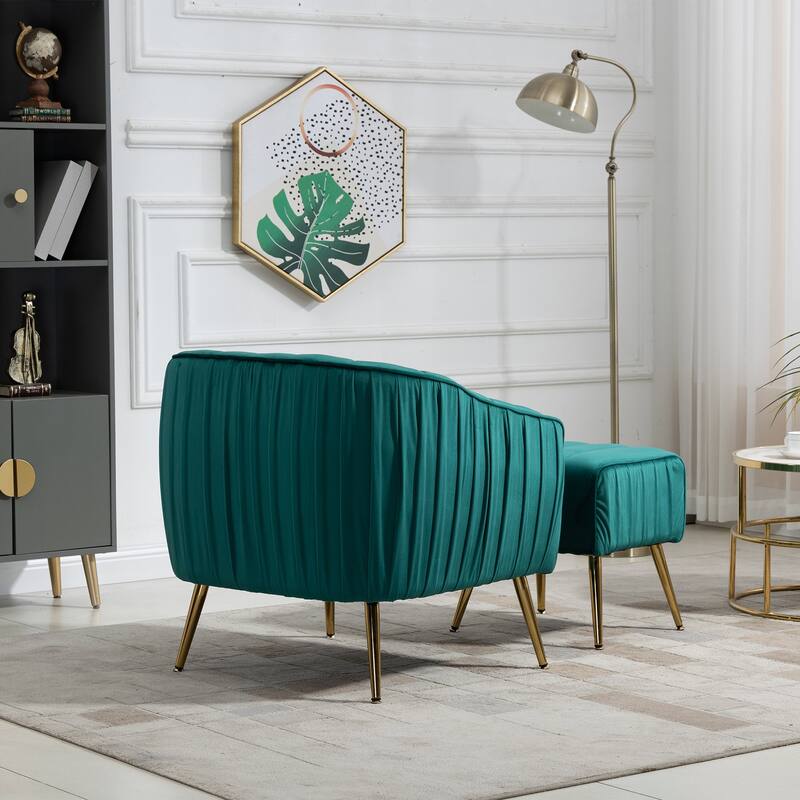 Velvet Accent Chair with Ottoman