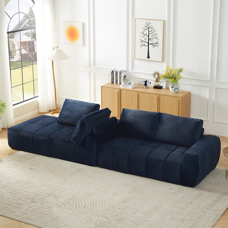111.4" L-Shaped Mnimalist Faux Fur Sectional Oversized Sofa for Living Spaces