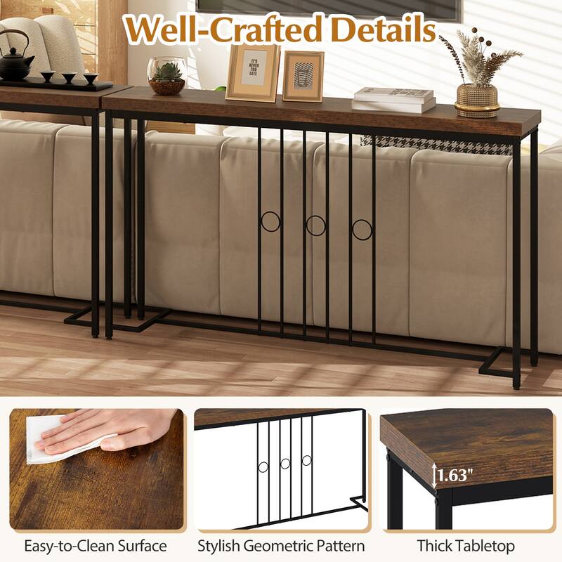 Gymax Industrial Console Table 55'' Narrow Table w/ H-Shaped Base &