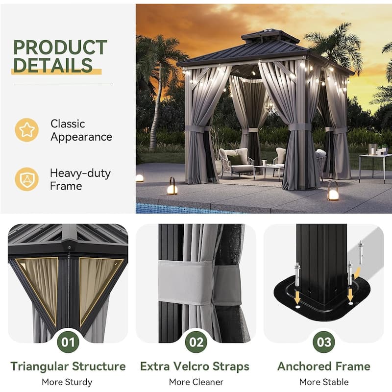 Hardtop Gazebo with Double Galvanized Steel Roof