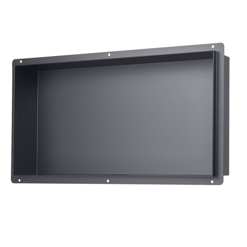 Black Stainless Steel Frameless Shower Niche with Waterproof Welded Edges and Drainage Slope - 4 x 13 x 25 inches - Black