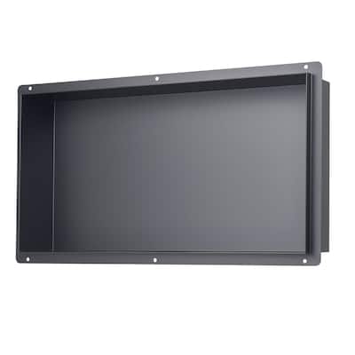 Black Stainless Steel Frameless Shower Niche with Waterproof Welded Edges and Drainage Slope - 4 x 13 x 25 inches