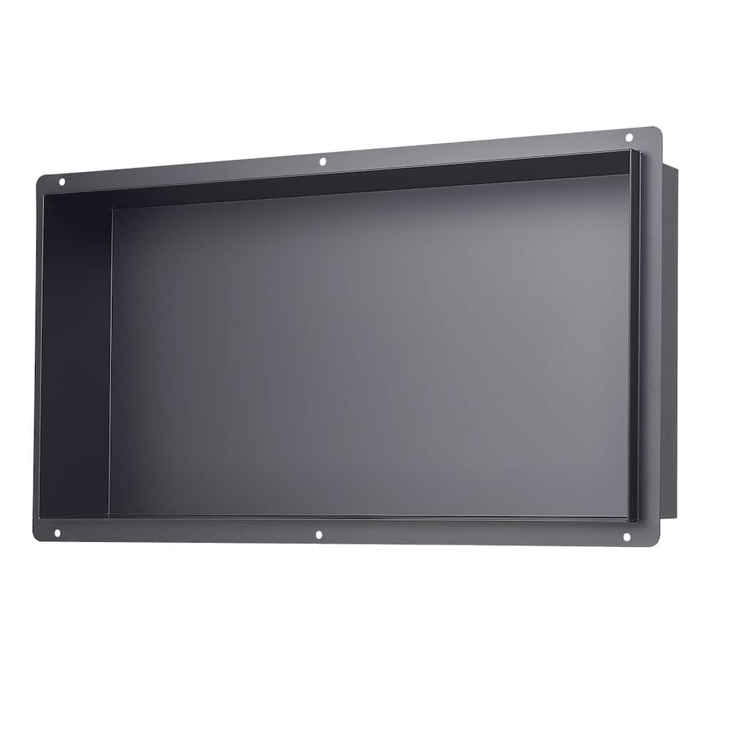 Black Stainless Steel Frameless Shower Niche with Waterproof Welded Edges and Drainage Slope - 4 x 13 x 25 inches