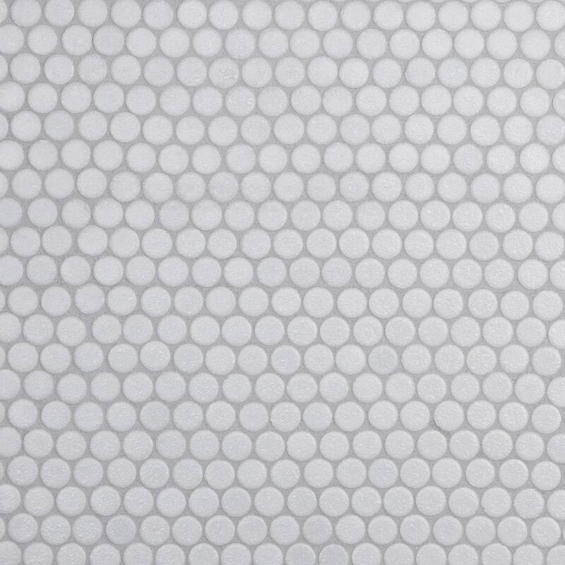 Merola Tile Hudson Penny Round Crystalline White 11-7/8" x 12-5/8" Porcelain Floor and Wall Tile