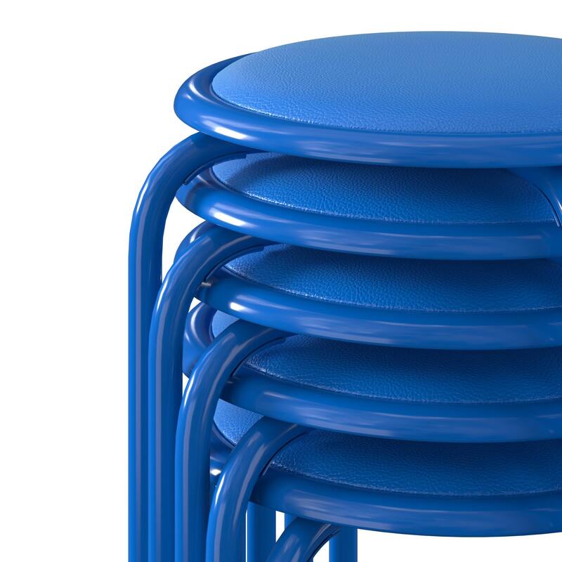 VECELO 6-Pack Stacking Stools for Living Room Backless Round Stools Set Indoor Outdoor Use with Metal Frame & Non-Slip Feet