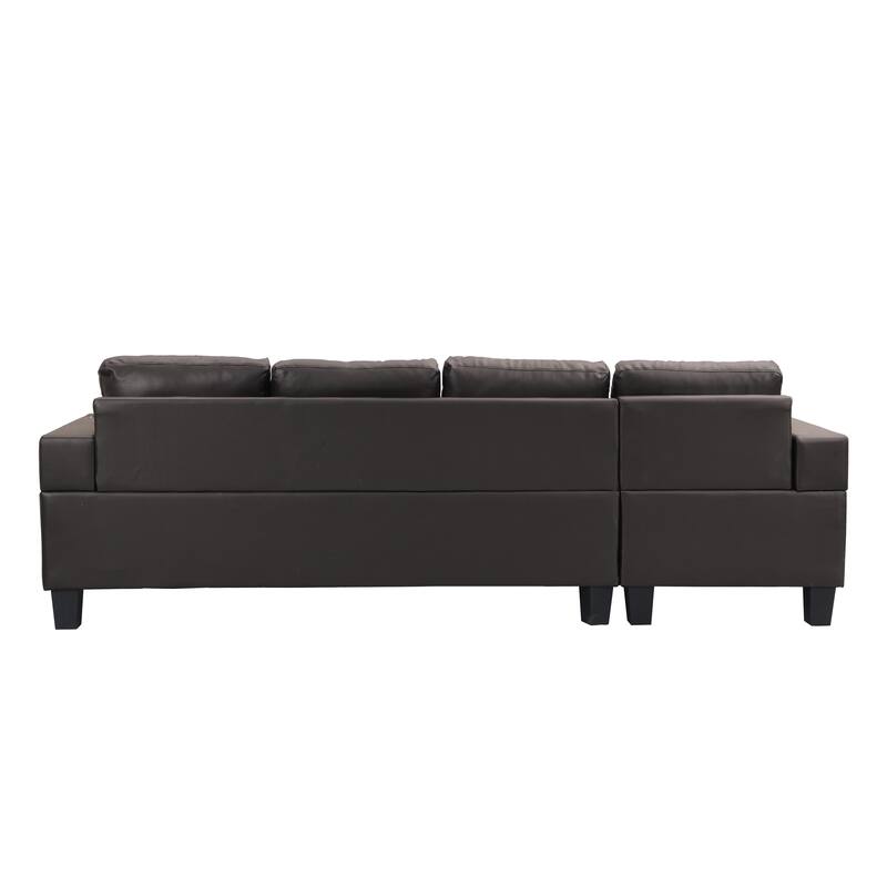 96.06'' PU Upholstery Modern 4 Seater Sectional Sofa Set with L-Shaped Chaise Lounge, Cup Holders, and Reversible Design