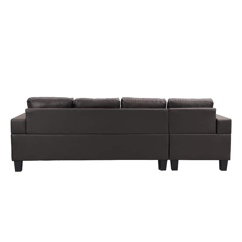 Leather Sectional Sofa L Shape Chaise Lounge with Cupholder & Ottoman