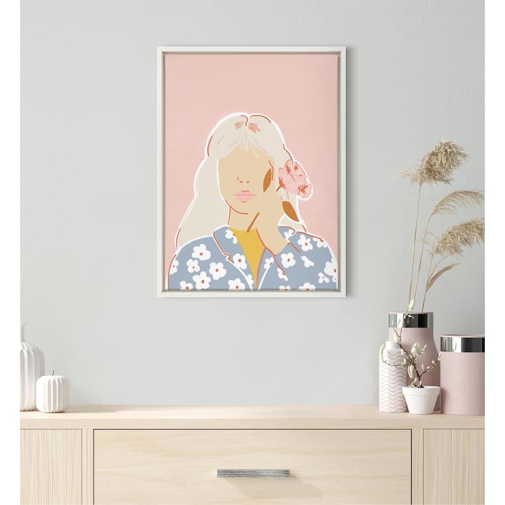 Kate and Laurel Sylvie Thanks Flowers Framed Canvas by Alja Horvat