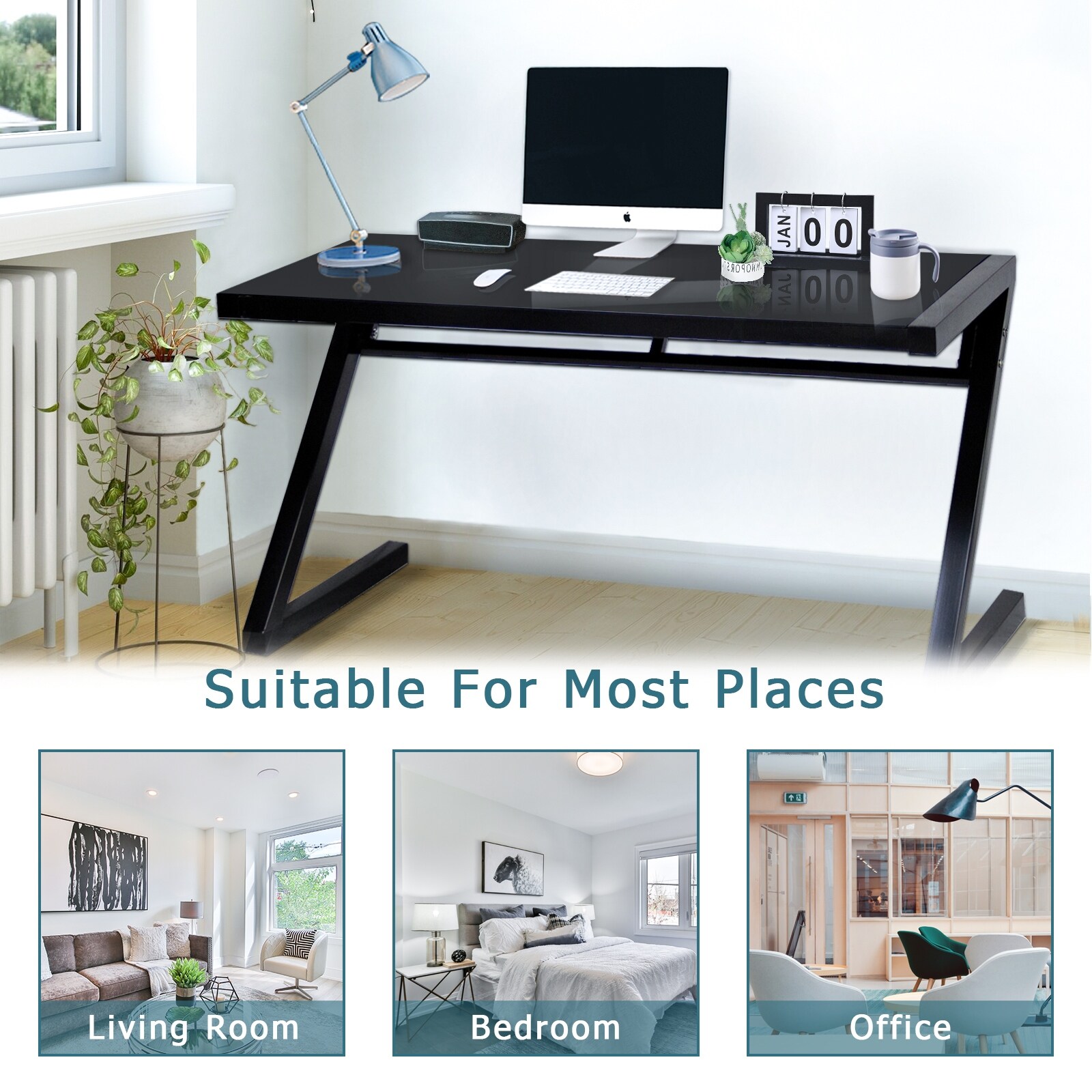Professional Z-Leg Tempered Glass Gaming and Study Desk with Professional Z-Leg Tempered Glass Gaming and Study Desk with