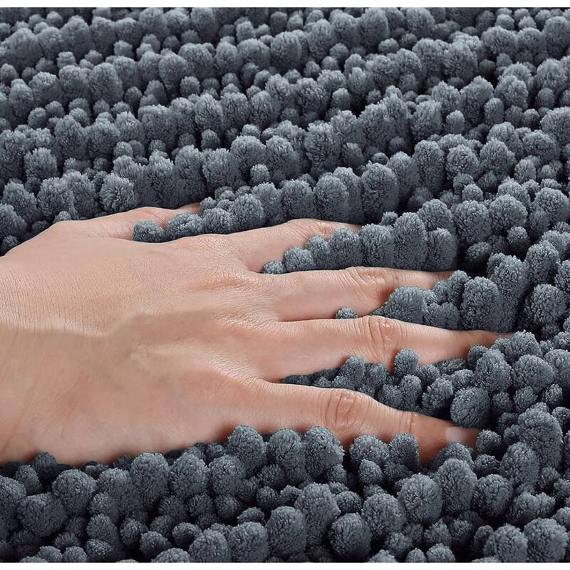 30"x20" - Dark Grey Soft Cozy Plush Chenille Bath Mat Bathroom Rug