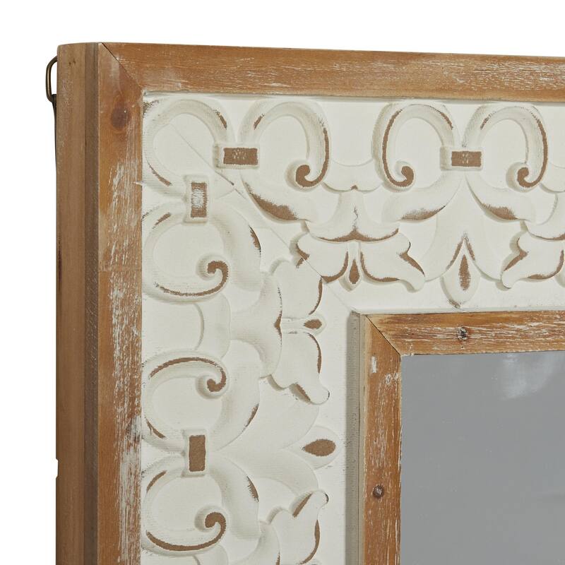 Wooden Wall Mirror - White - Roche River Decor