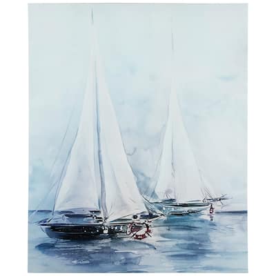 Sailboats Watercolor Canvas Wall Art - 19.5" x 15.75" - 19.5" x 15.75"