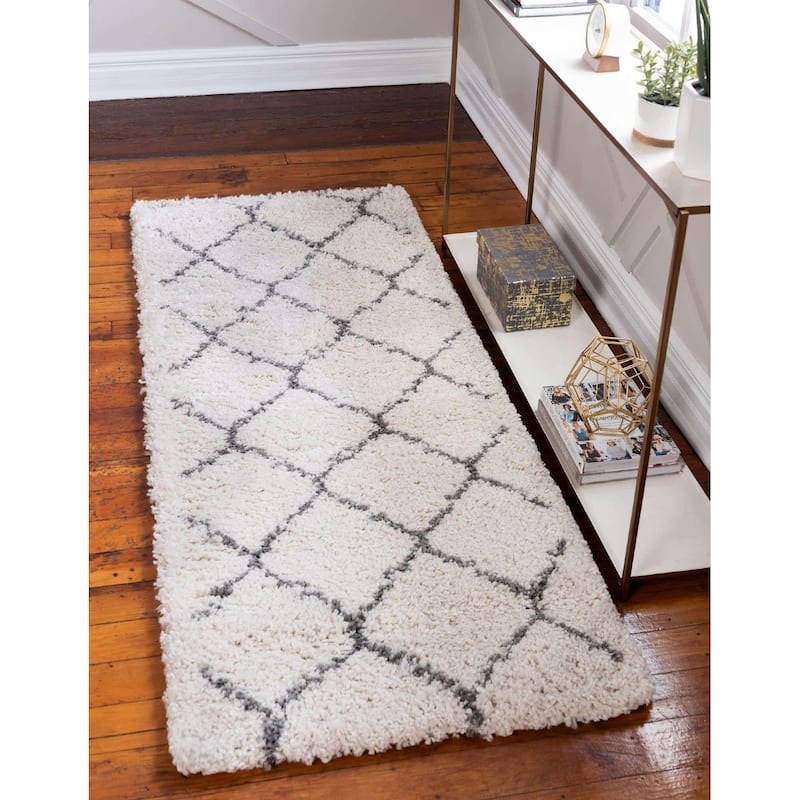 Shag Shoploni Collection Area Rug - 2'7"x6' - Ivory