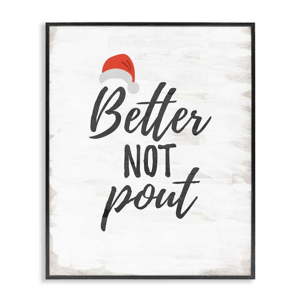 Stupell Festive Better Not Pout Framed Giclee Art Design By Lauren Rader