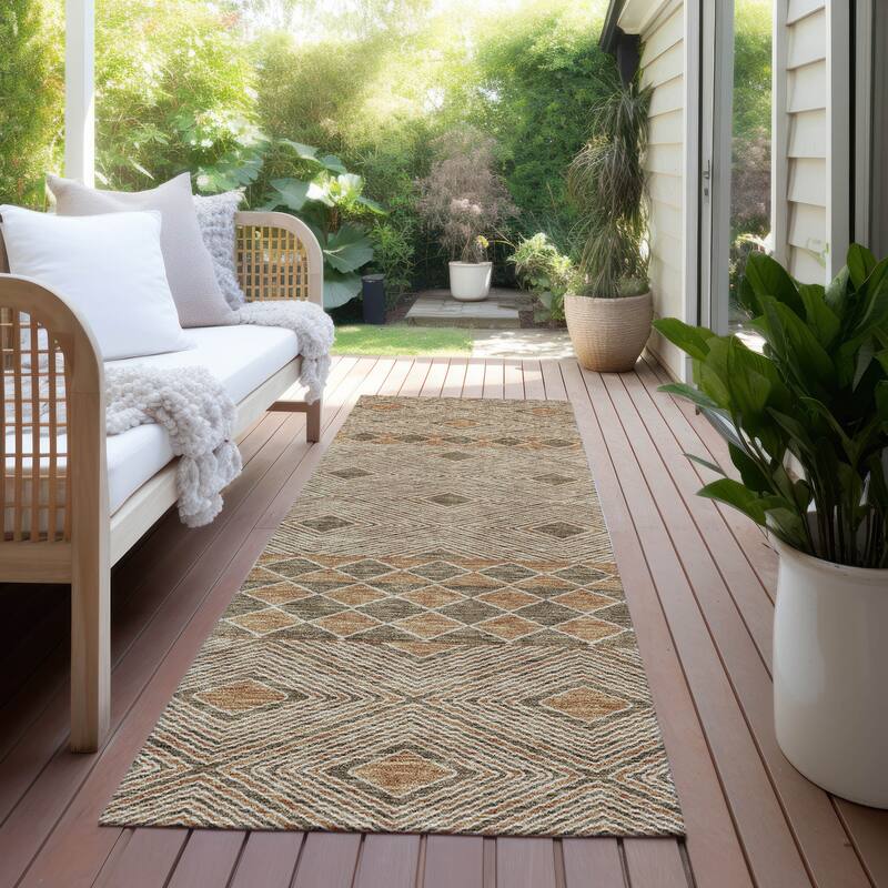 Machine Washable Indoor/ Outdoor Chantille Boho Moroccan Rug - Brown - 2'3" x 7'6"
