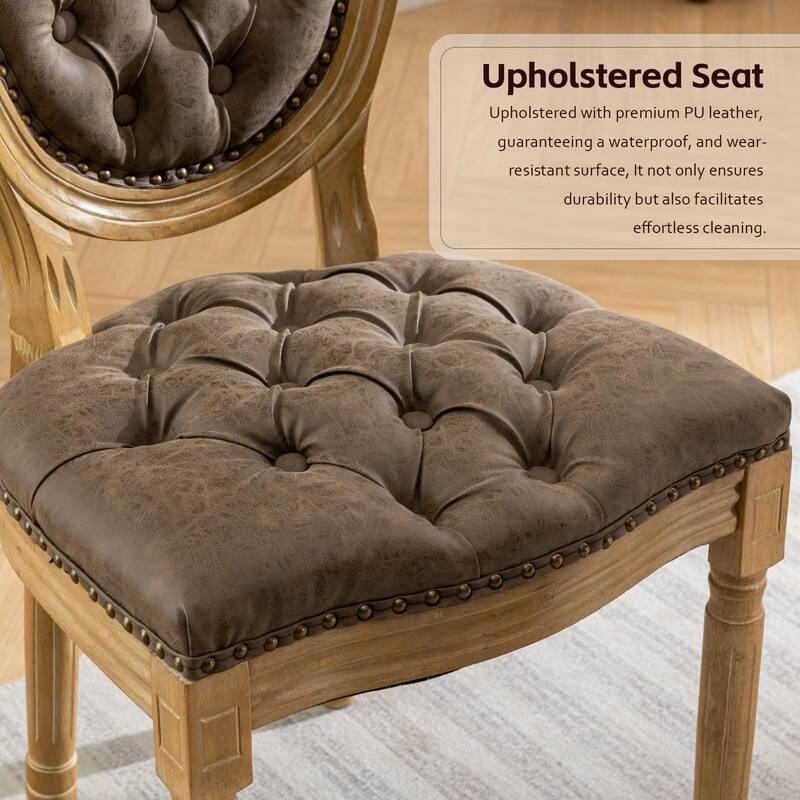 Upholstered French Style Nailhead Dining Chairs(Set of 4)