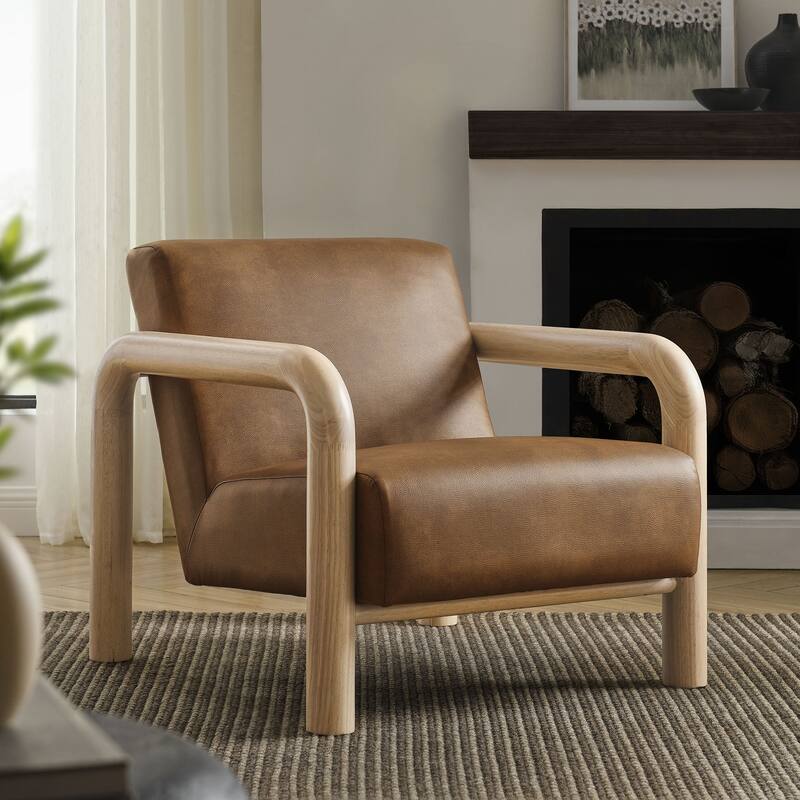 Sereno Vegan Leather Accent Chair - Canyon Oak