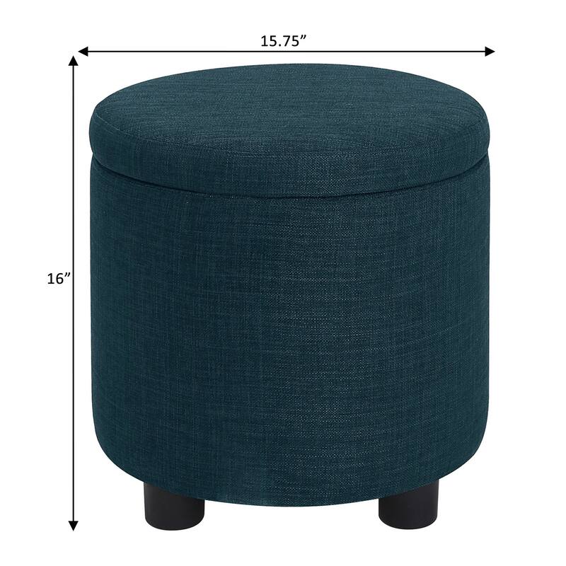 Convenience Concepts Designs4Comfort Round Accent Storage Ottoman with Reversible Tray Lid