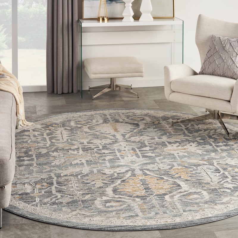 Nourison Nyle Vintage Persian Boho Area Rug - 7'10" x round - Navy Multicolor - Round